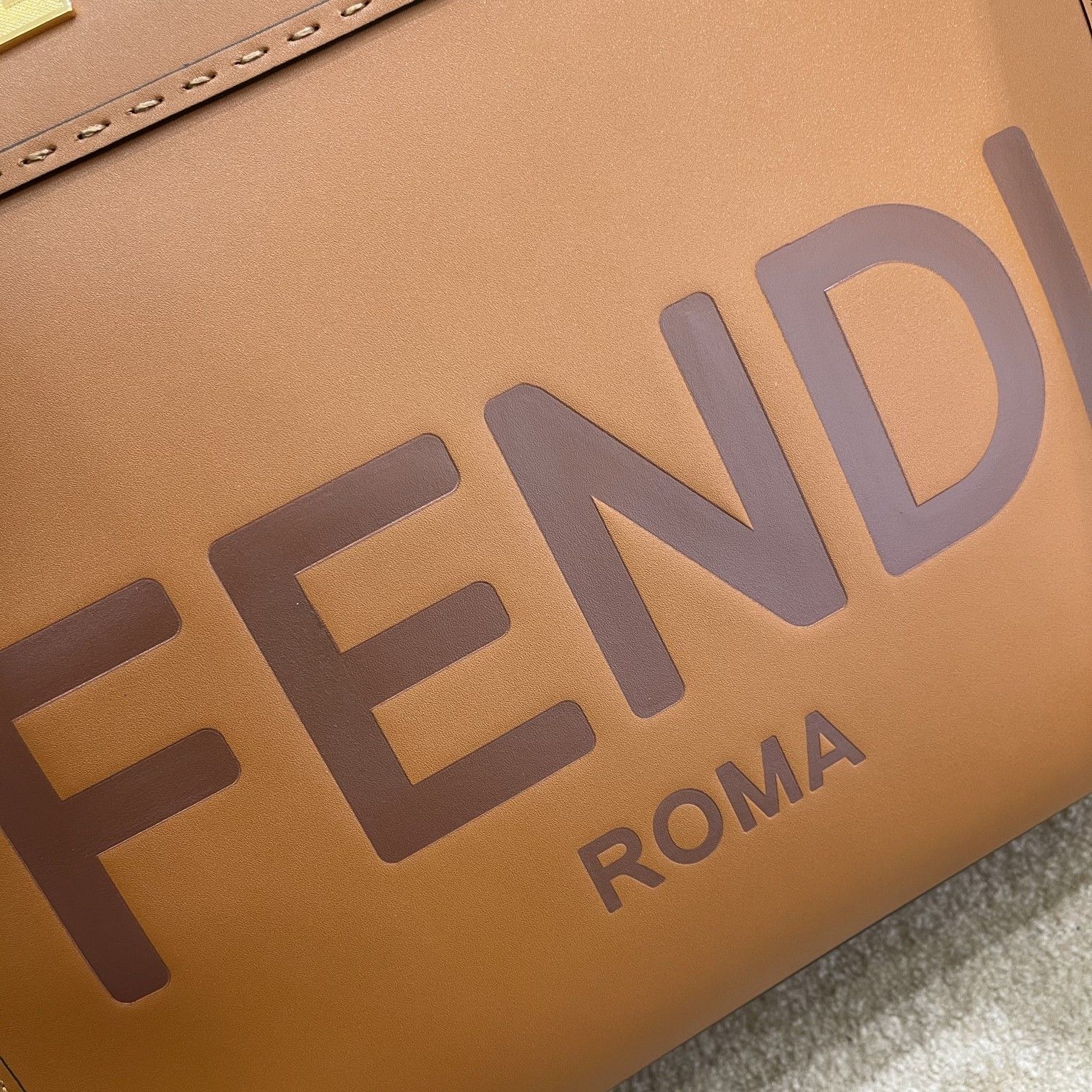 Fendi Medium Sunshine Shopper Brown Leather Bag 